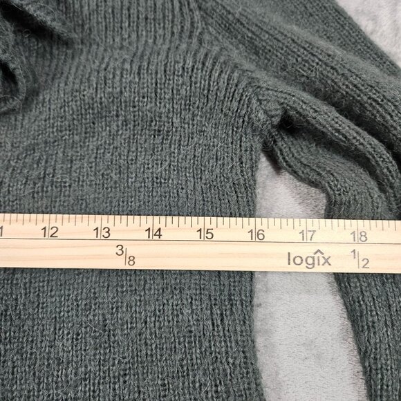Soft Surroundings Cardigan Womens Small Green Alpaca Wool Blend Rosette Neck - Picture 7 of 8